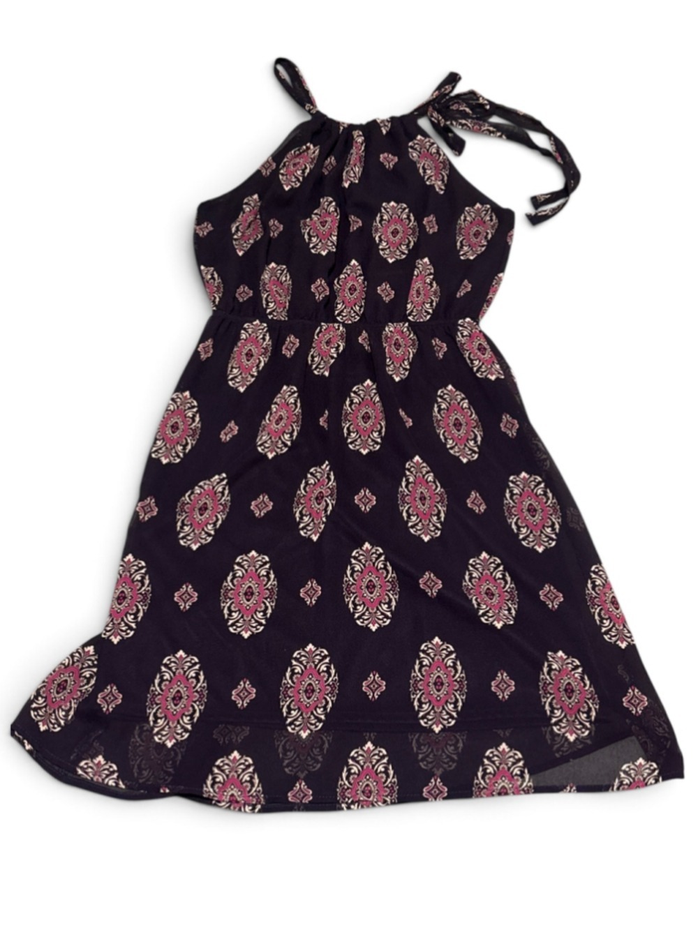 Papermoon Mini Dress Size S Black Pink Patterned Halter